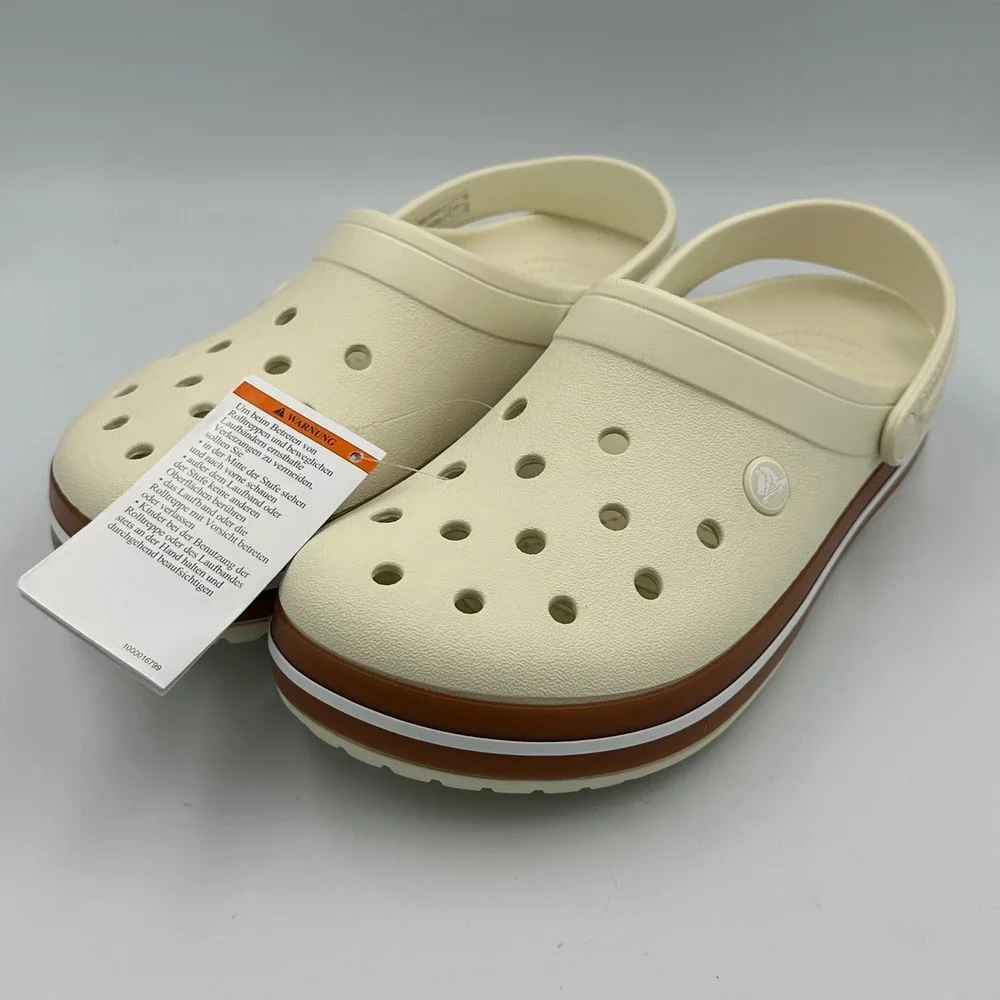 Crocs Crocband Gum Clog M9/W11 Stucco White New Retro Sporty Slip-On Comfort NIB